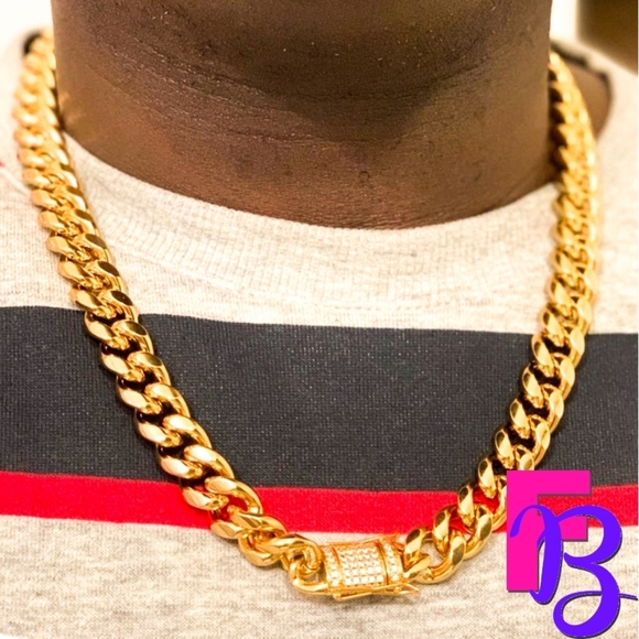 *NEW!* 2 Piece Set - 14MM 18K Cuban Chain & Bracelet - Picture 6 of 12